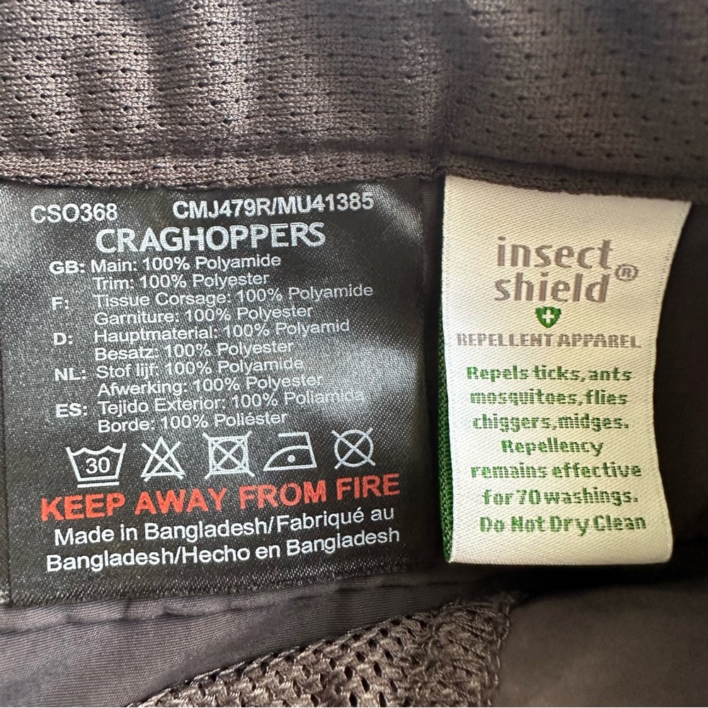 CRAGHOPPERS Men’s Black Pepper NL Insect Shield Repellent Trouser Pants-Size 36R - Picture 13 of 15